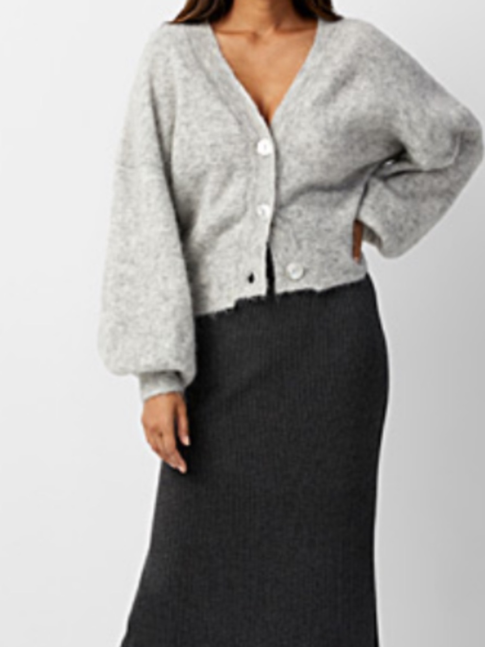 Splendid Charcoal Ribbed Midi Skirt